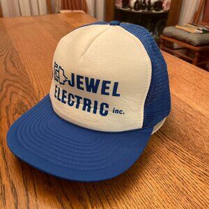 Vintage Jewel Electric Blue/White Snapback Mesh Back Trucker Hat Cap